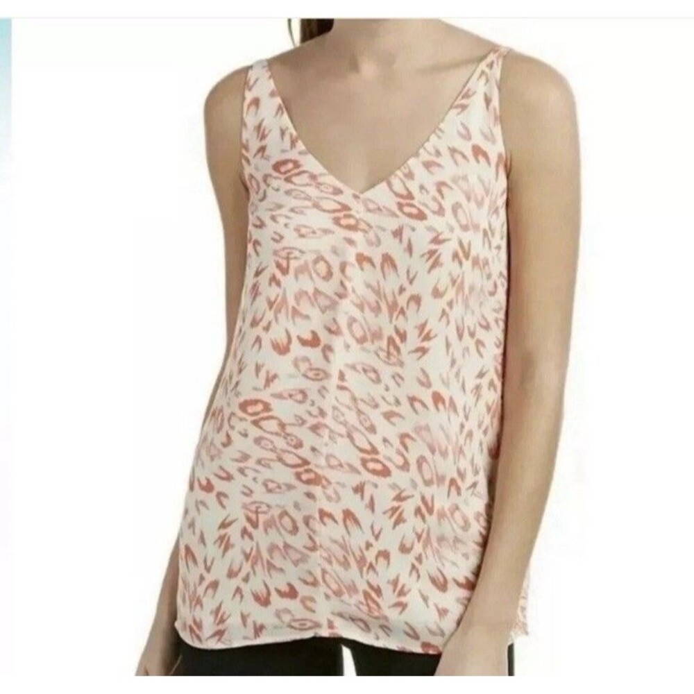 Cabi Women’s pink cheetah print tank top size XS Adjustable Straps V Neck Cami